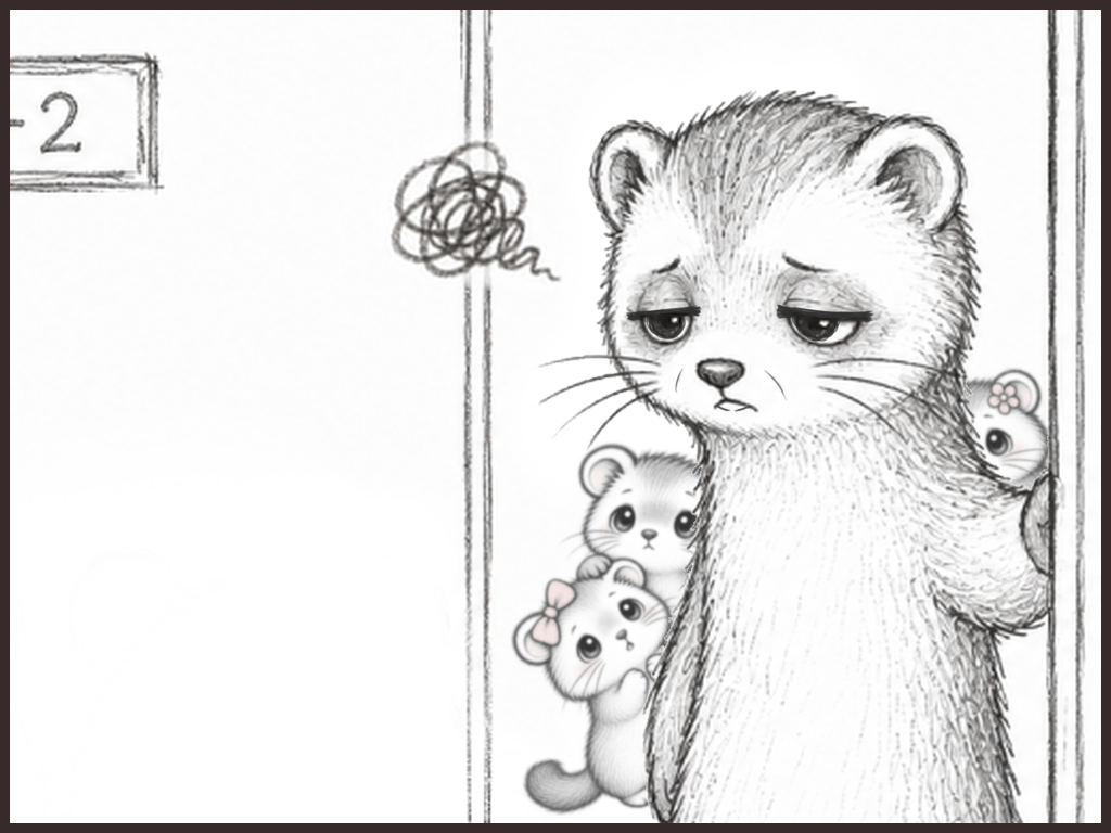 気だるそうに証言する1-2住人のイメージイラスト