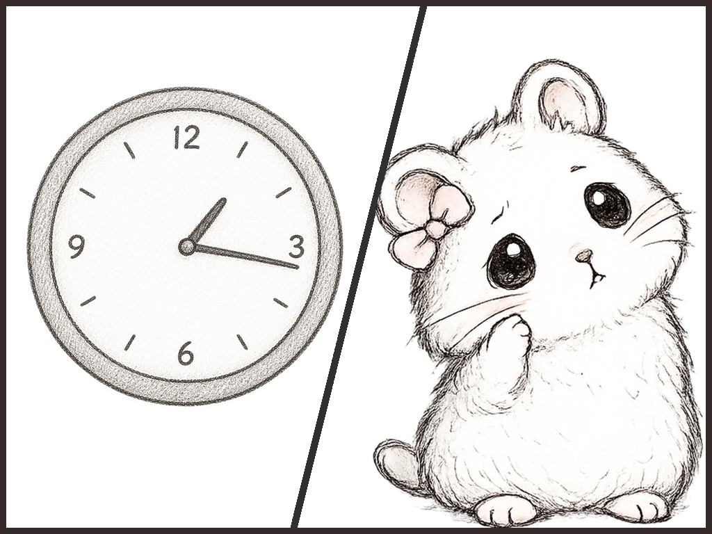 時間に疑問を覚えるハム嫁のイメージイラスト